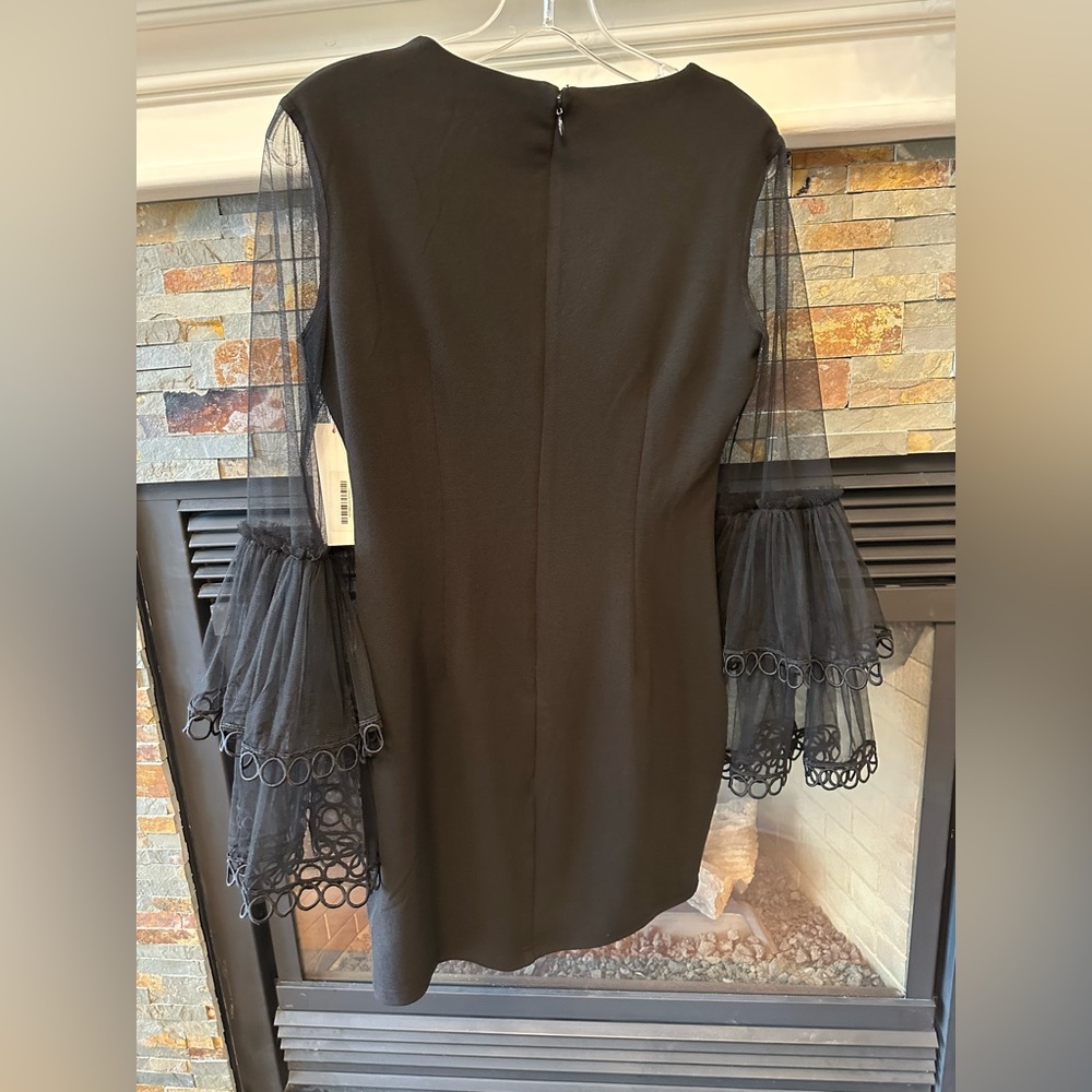 NWT Red Dress Boutique Black Mini Dress with Sheer Sleeves - Picture 2 of 6
